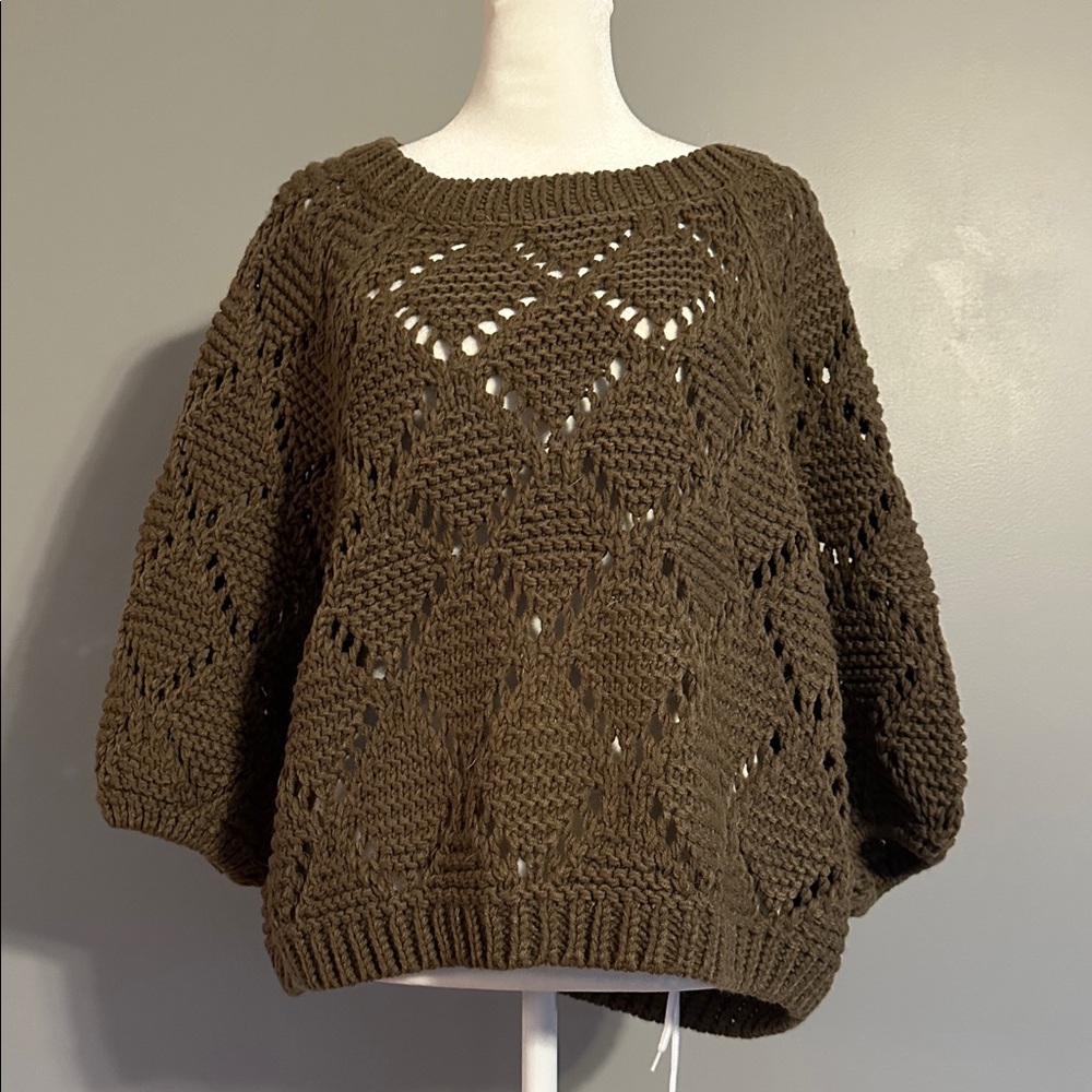 Elan Brown Cropped Sweater, Size L